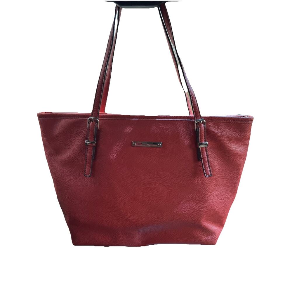 Gently Used Vegan Leather Nine West Coral Large Hand Bag Zip Closure